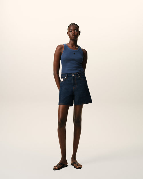 Blue Cotton Ami De Coeur Tanktop - Woman - 2 - AMI Paris - Ami Paris