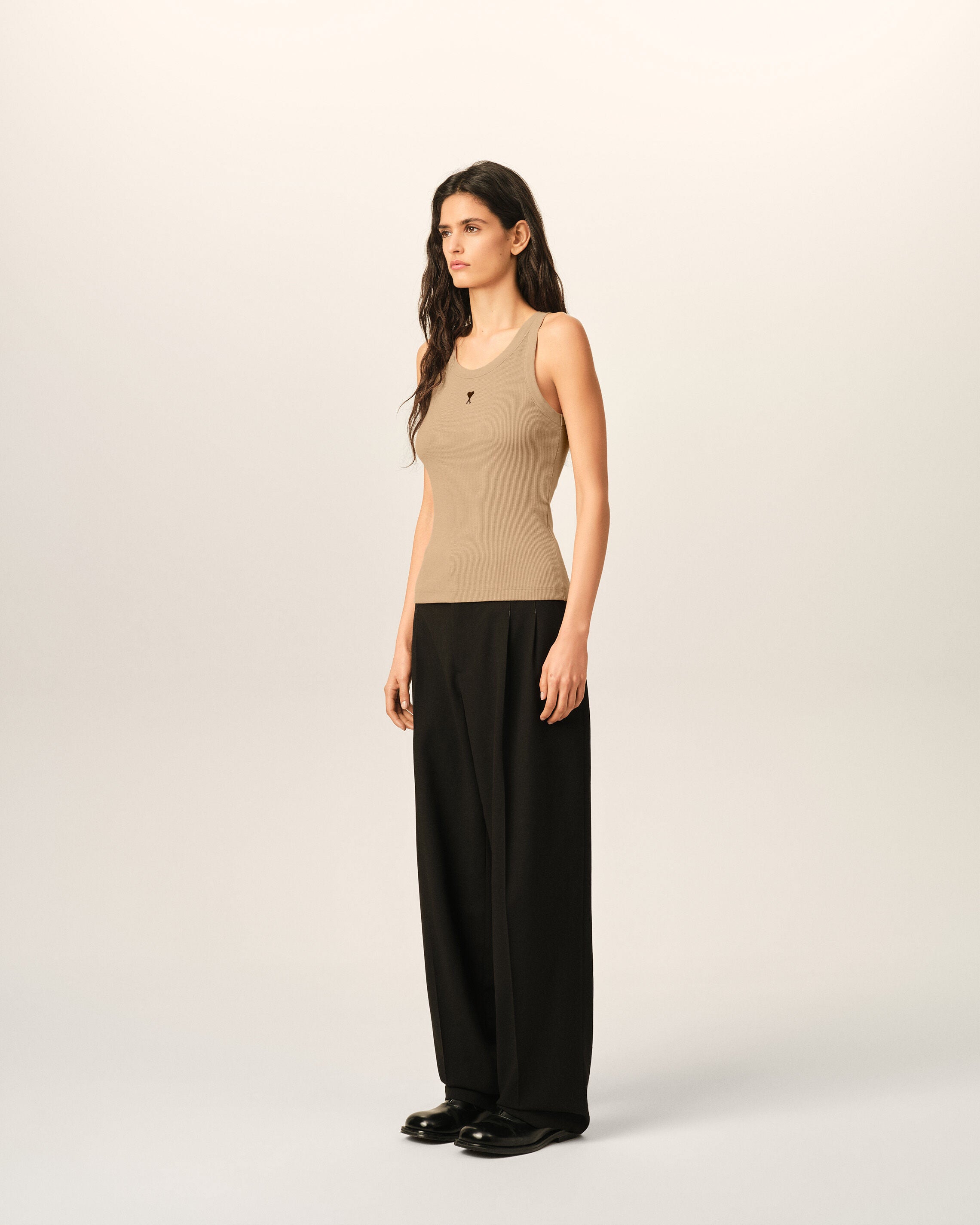 Beige cotton tanktop with Ami de Coeur - 6