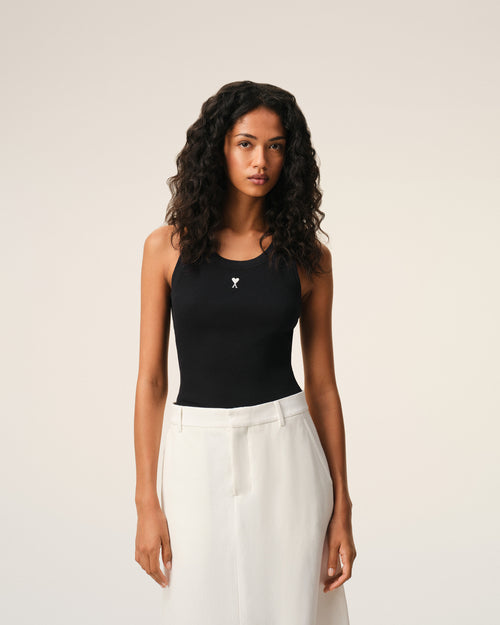 Black Cotton Ami De Coeur Tanktop - Woman - 3 - AMI Paris - Ami Paris