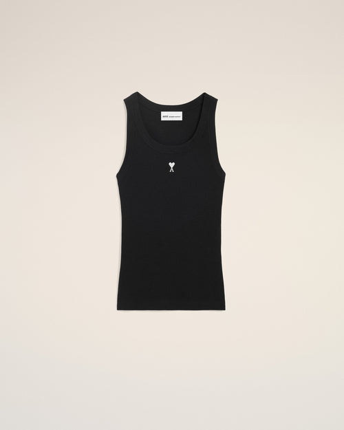 Black Cotton Ami De Coeur Tanktop - BLACK/WHITE CREAM - Ami Paris