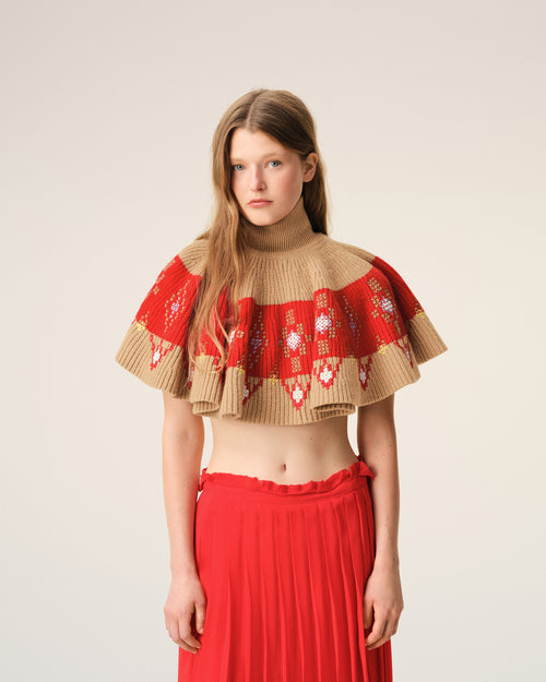 Brown Wool Ruffle Top - 3 - Ami Paris