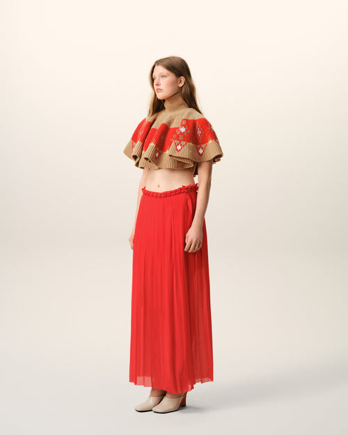 Brown Wool Ruffle Top - 6 - Ami Paris