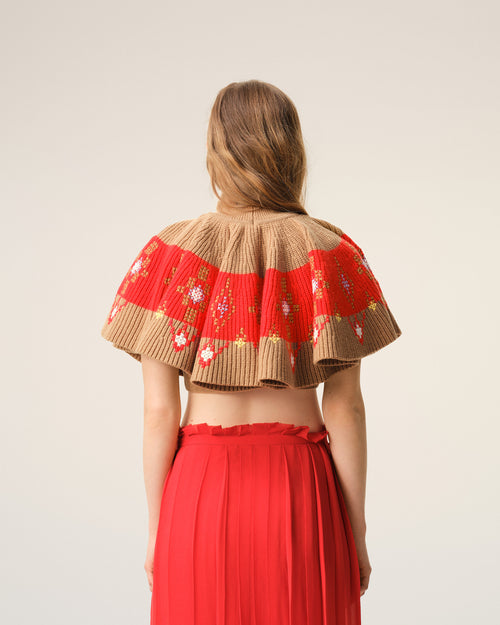 Brown Wool Ruffle Top - 5 - Ami Paris