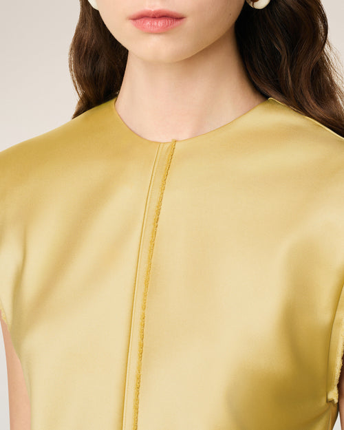 Green Sleeveless Raw Edge Details Top - 4 - Ami Paris