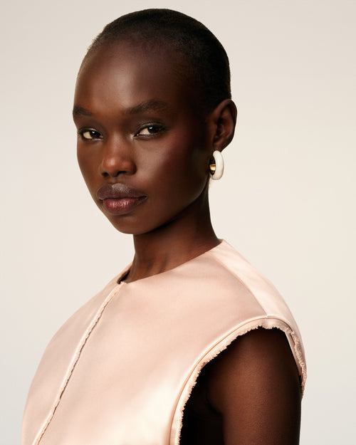 Pink Sleeveless Raw Edge Details Top - 4 - Ami Paris