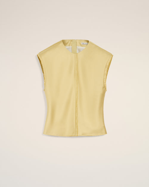 Top Vert Sans Manches En Satin - 4 - Ami Paris