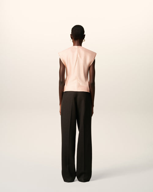 Pink Sleeveless Raw Edge Details Top - 5 - Ami Paris