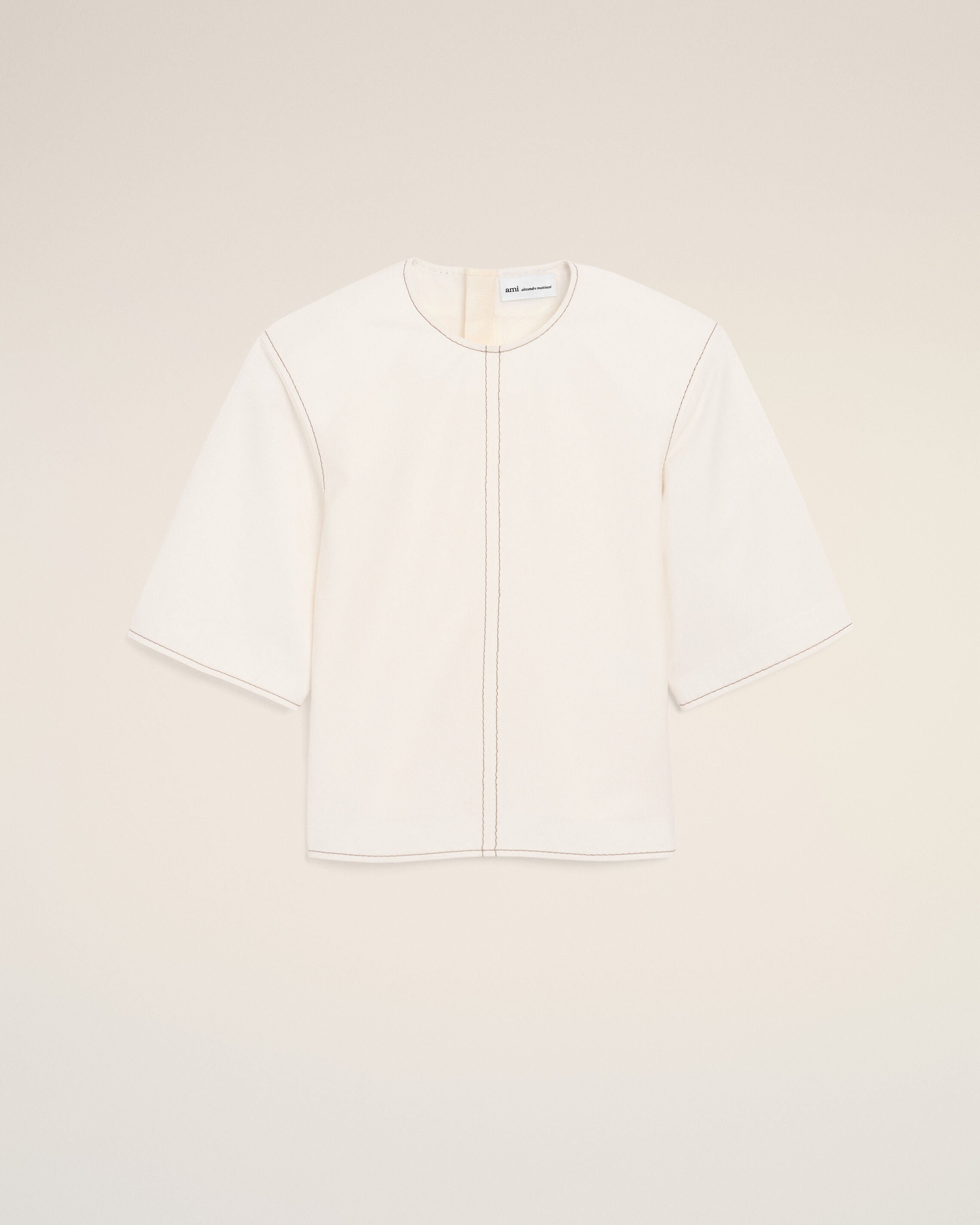 White Cotton Short Sleeves Fitted Top  - 1