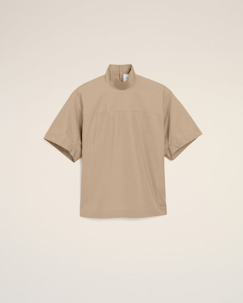 Beige Cotton Stand Up Collar Buttoned Top - Woman - 1 - AMI Paris - Ami Paris