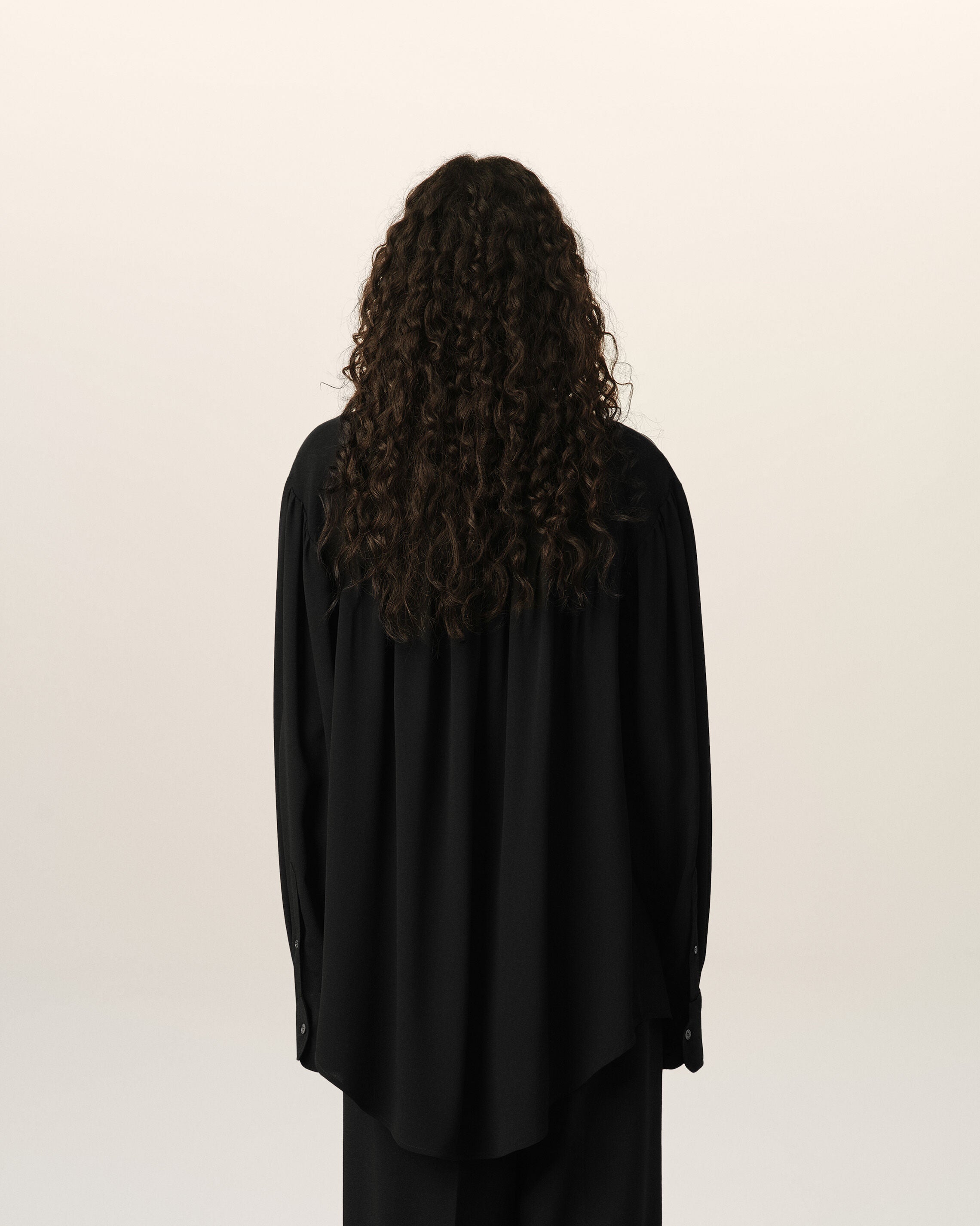 Black lavalliere silk-blend blouse - 5