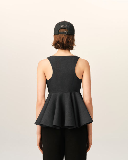 Grey peplum sleeveless wool top - Woman - 5 - AMI Paris - Ami Paris