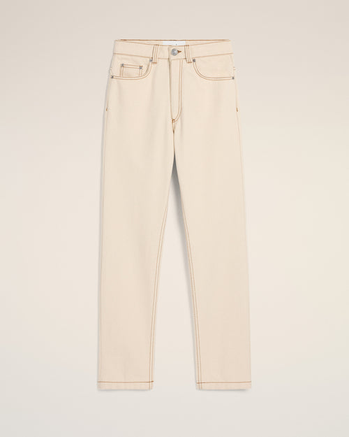                             Beige Cotton Classic Fit Jeans - 3                         - Ami Paris
