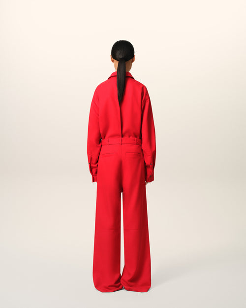 Pantalon Rouge Cargo En Laine - Femme - 4 - AMI Paris - Ami Paris