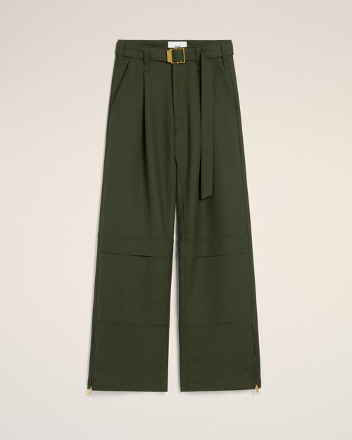 Pantalon Vert Cargo En Laine - LODEN - Ami Paris