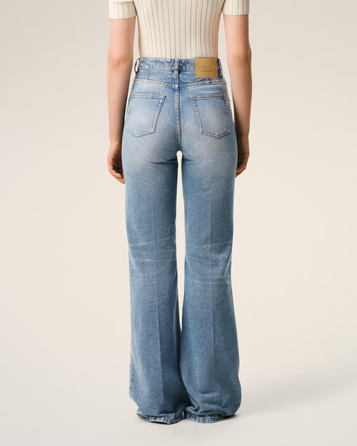 Blue Cotton Flare Fit Jeans - Woman - 4 - AMI Paris - Ami Paris