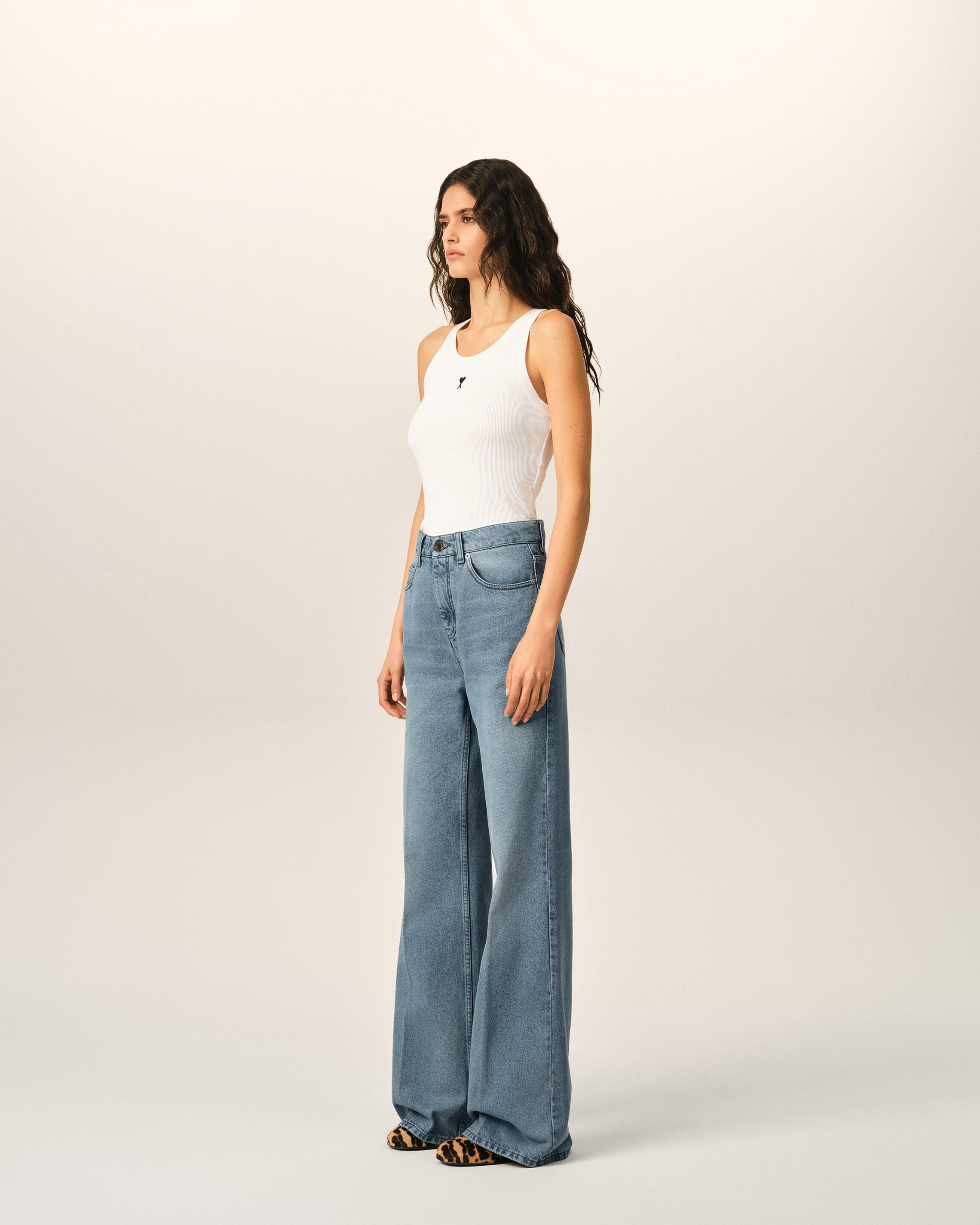 Blue flare-fit cotton jeans - 6