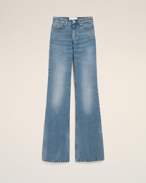                                 Blue Cotton Flare Fit Jeans - 3                             - Ami Paris