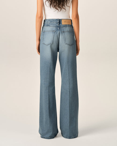Blue flare-fit cotton jeans - Woman - 4 - AMI Paris - Ami Paris