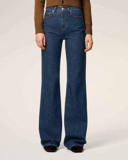Blue Cotton Flare Fit Jeans - 3 - Ami Paris