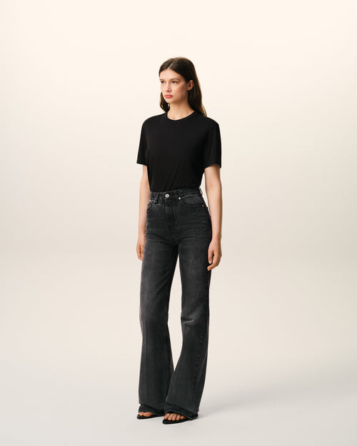 Ausgestellte Jeans aus schwarzer Baumwolle - 6 - Ami Paris