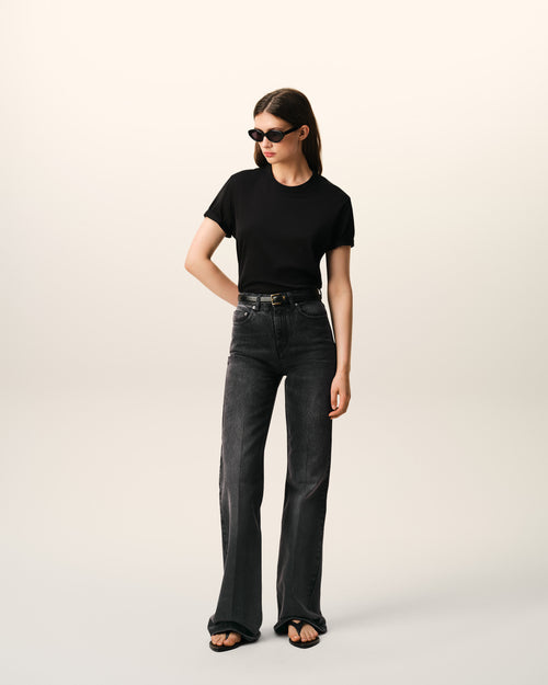                                    Black Cotton Flare Fit Jeans - 3                                 - Ami Paris