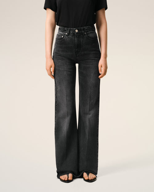 Black Cotton Flare Fit Jeans - 3 - Ami Paris