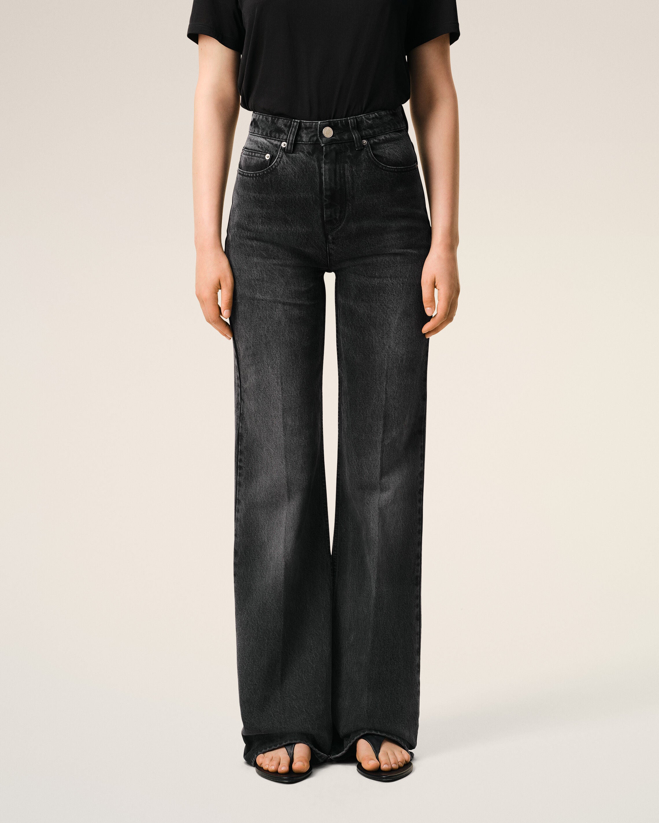 Black Cotton Flare Fit Jeans - 3