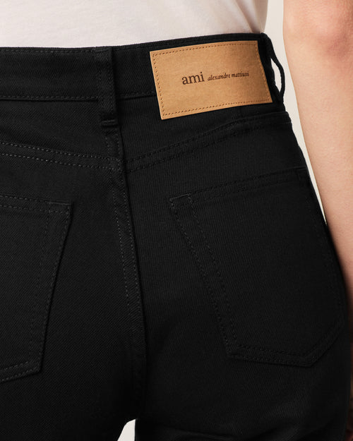 Black flare-fit cotton jeans - Woman - 5 - AMI Paris - Ami Paris