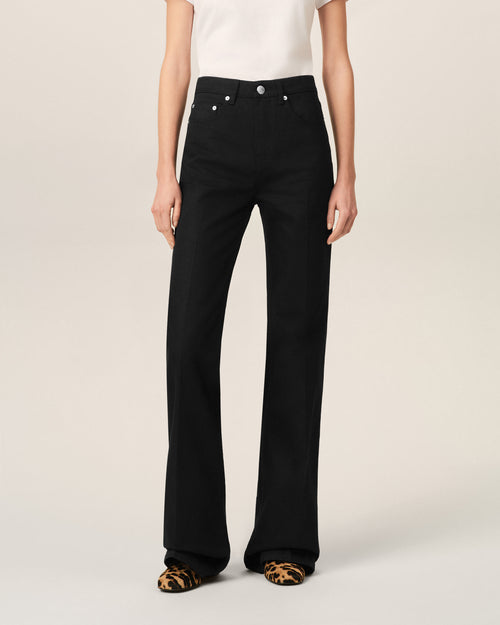 Black flare-fit cotton jeans - Woman - 3 - AMI Paris - Ami Paris