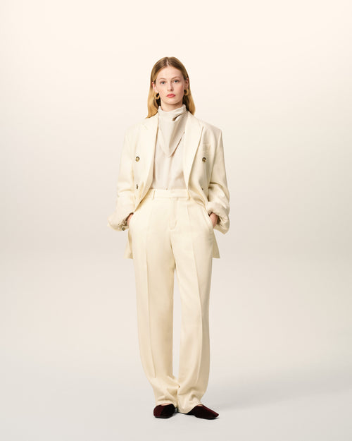                                     White Wool Large Fit Trousers - 3                                 - Ami Paris