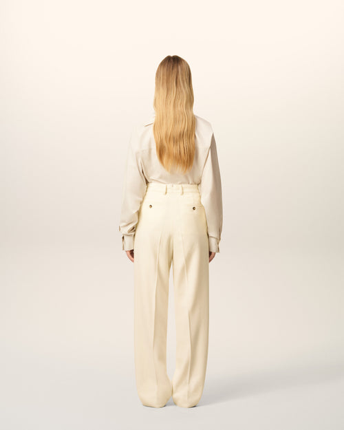 Large-Fit-Hose aus weißer Wolle - 4 - Ami Paris