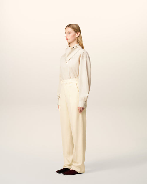 Large-Fit-Hose aus weißer Wolle - 6 - Ami Paris