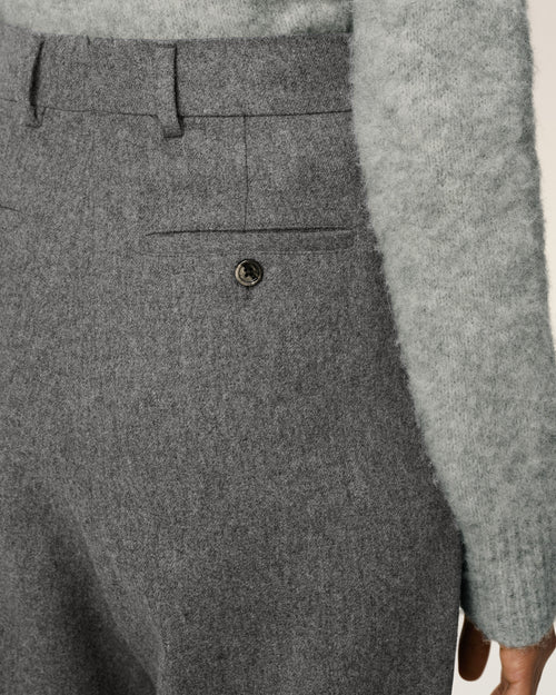 Grey Wool Large Fit Trousers - 5 - Ami Paris