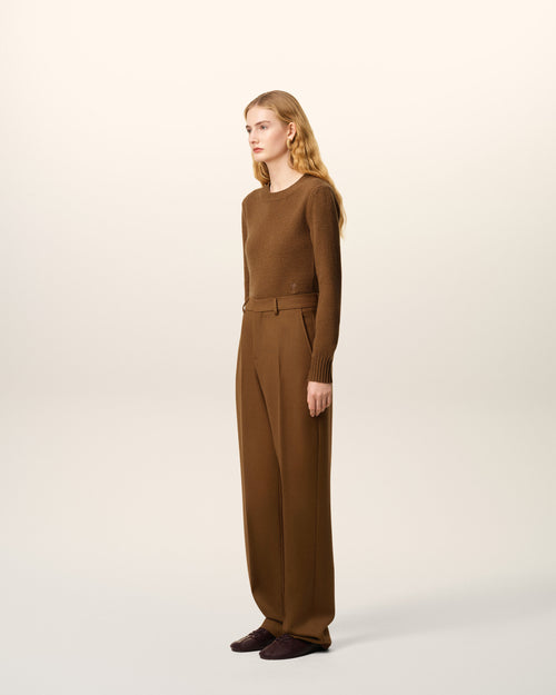 Brown Wool Large Fit Trousers - 6 - Ami Paris