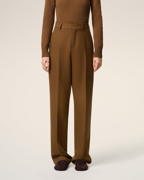 Brown Wool Large Fit Trousers - 3 - Ami Paris