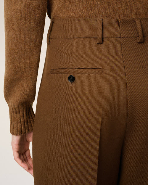 Pantalon Marron Large Laine - 5 - Ami Paris