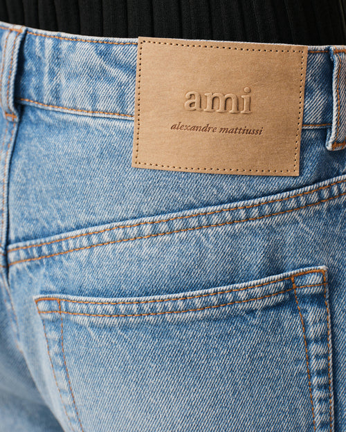 Blue Cotton Large Fit Jeans - Woman - 5 - AMI Paris - Ami Paris