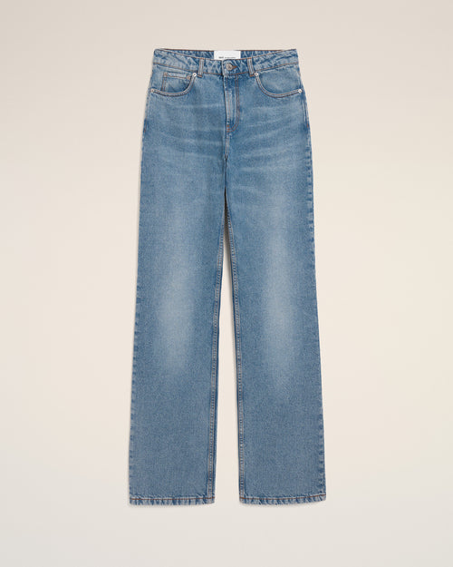 Blue Cotton Large Fit Jeans - 1 - Ami Paris
