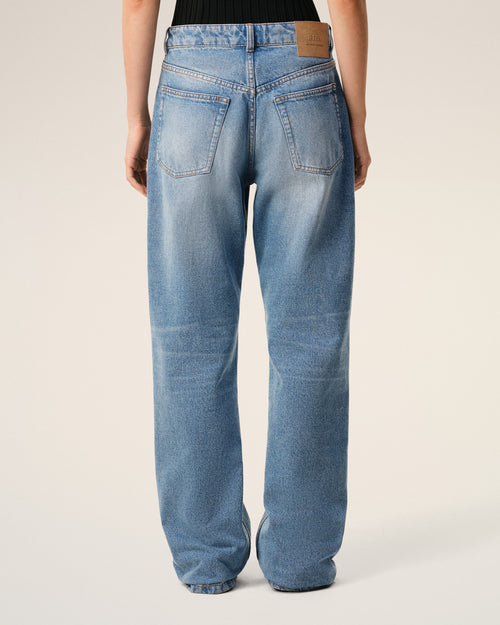 Blue Cotton Large Fit Jeans - 4 - Ami Paris