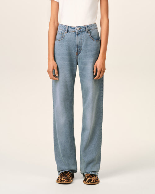 Blue large-fit cotton jeans - Woman - 3 - AMI Paris - Ami Paris