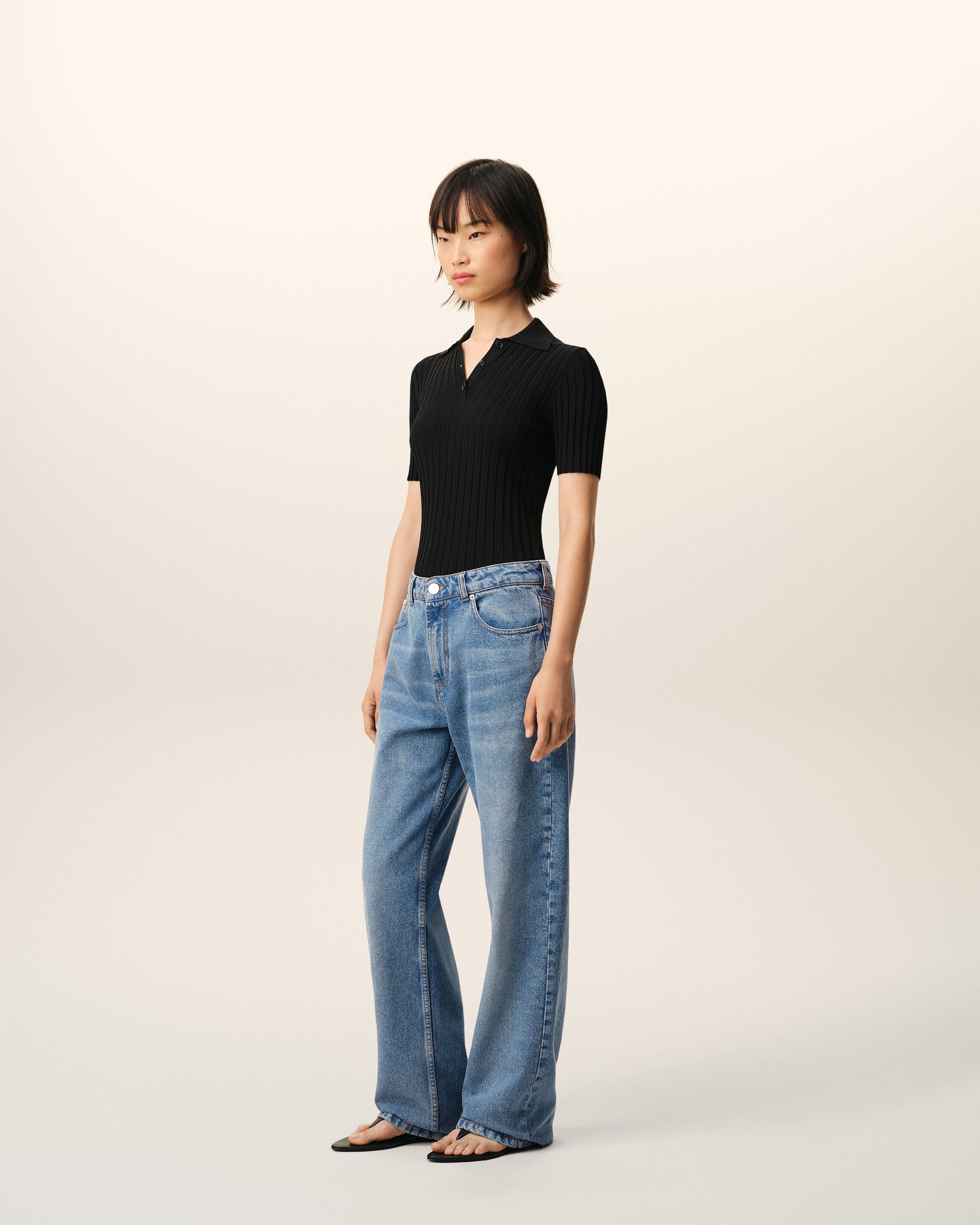 ikemi0504様 デニム 36ブルー ブルー コットン ラージフィット ジーンズ ユーズドブルー | AMI PARIS