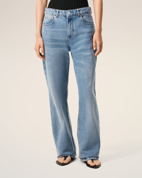 Blue Cotton Large Fit Jeans - Woman - 3 - AMI Paris - Ami Paris