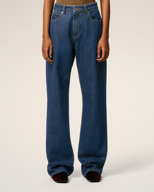 Blue Cotton Large Fit Jeans - 3 - Ami Paris