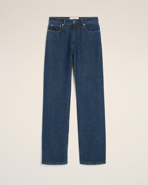 Blue Cotton Large Fit Jeans - 4 - Ami Paris