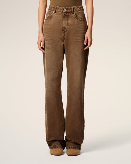 Brown Cotton Large Fit Jeans - 3 - Ami Paris