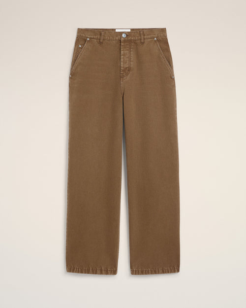 Brown Cotton Large Fit Jeans - 4 - Ami Paris