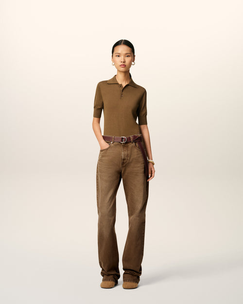                             Brown Cotton Large Fit Jeans - 3                         - Ami Paris