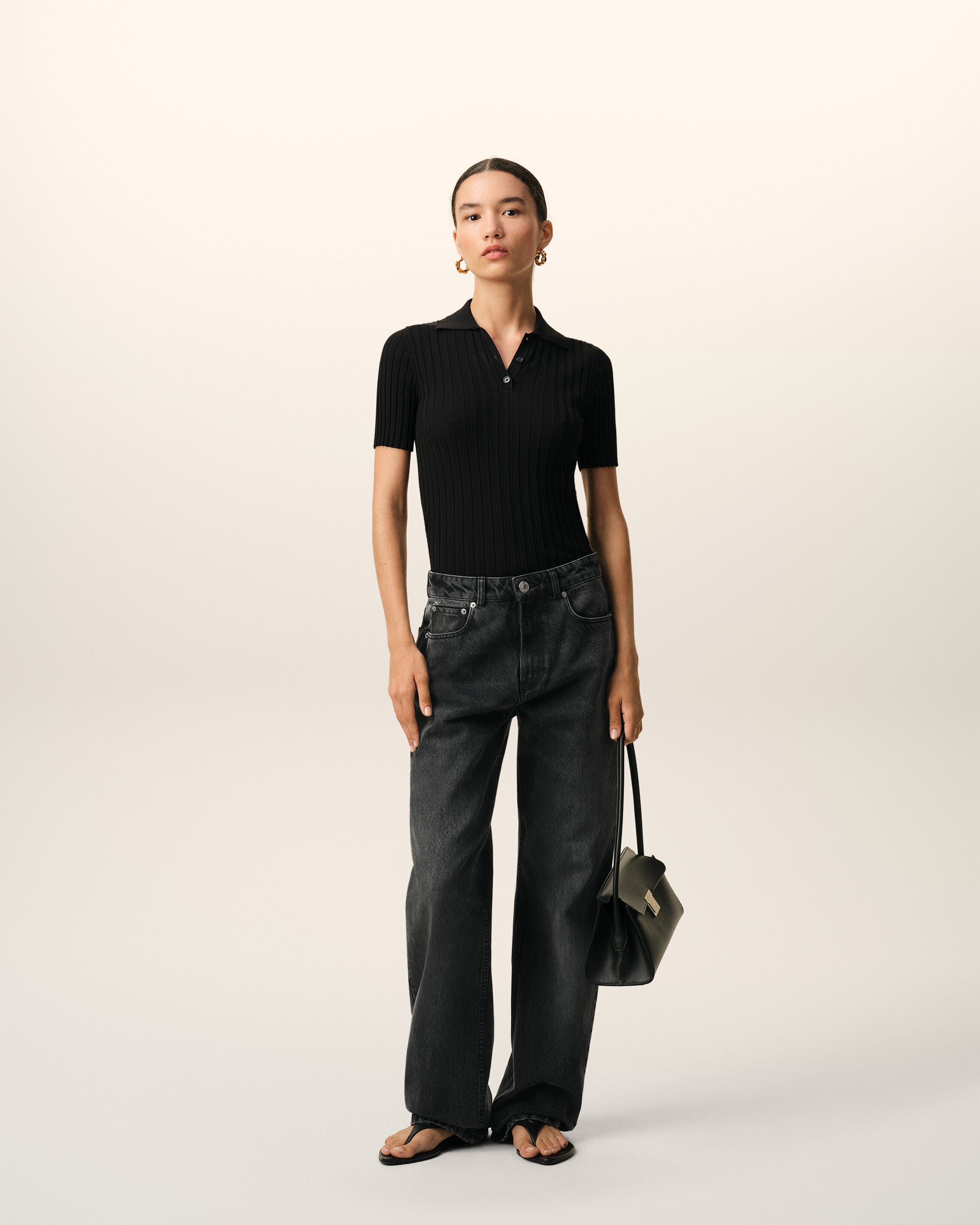 ブラック コットン ラージフィット ジーンズ ユーズドブラック | Ami Paris