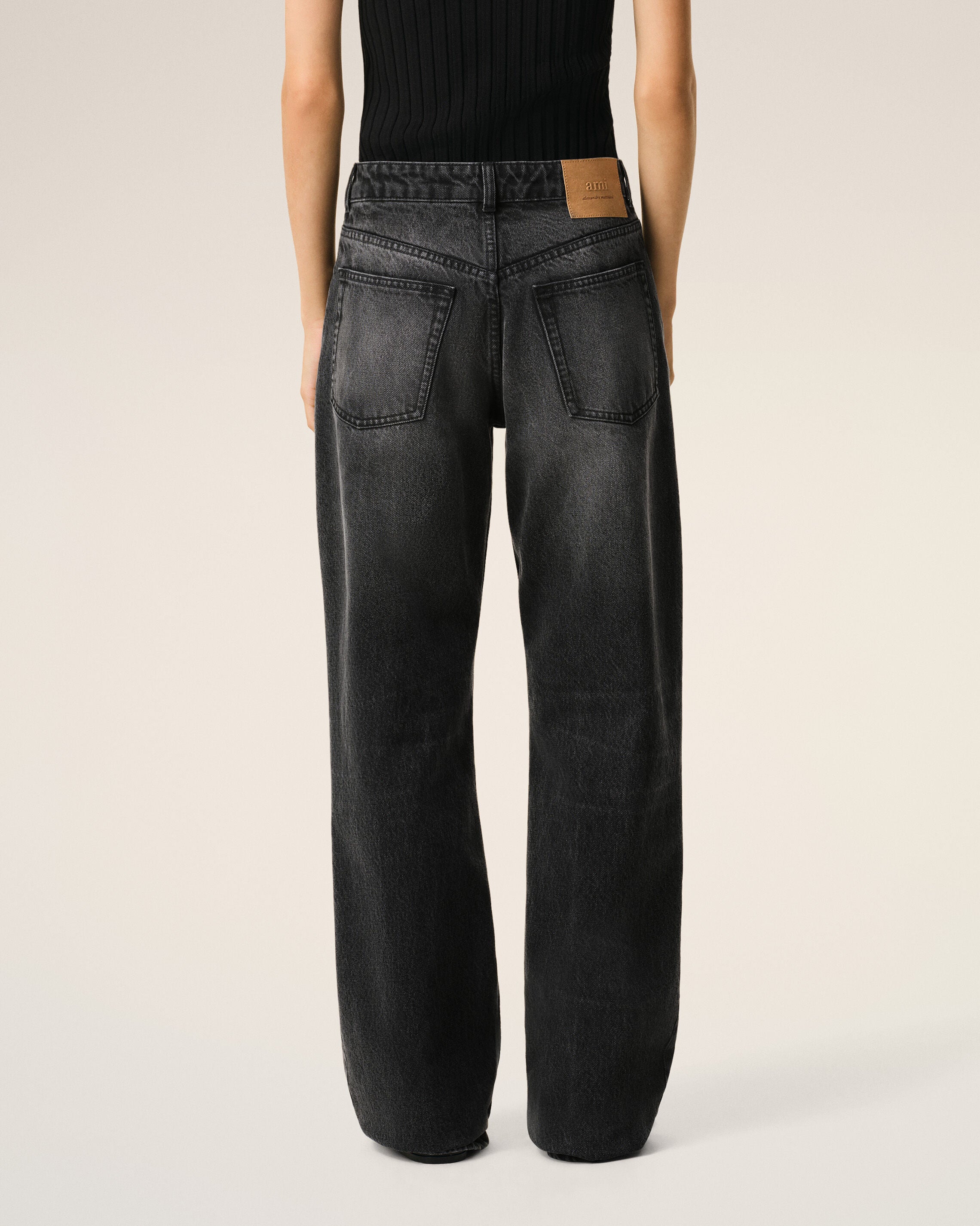 Jean Noir Coupe Large en Coton - 4