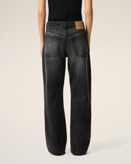 Black Cotton Large Fit Jeans - 4 - Ami Paris